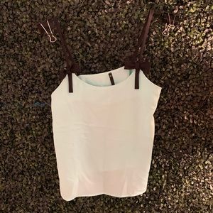 mint and black bow tank top